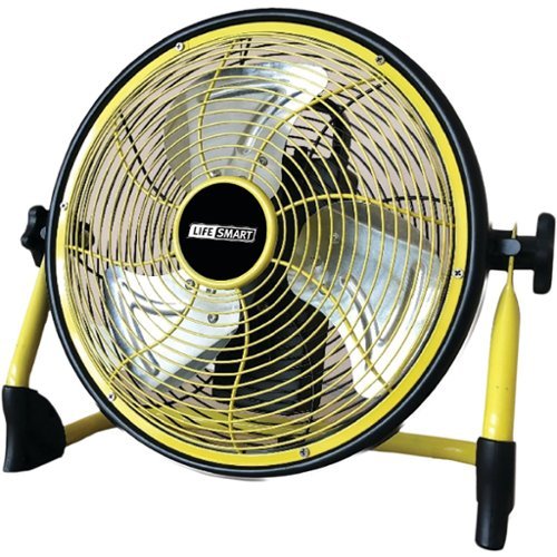 Lifesmart - 12" Rechargeable Fan - Yellow/Black-Front_Standard 