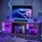 Bestier - 70" TV Stand with LED Lights and Glass Shelves for TVs up to 75" - Grey Wash-Front_Standard