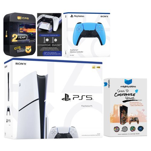 Playstation 5 Slim Disc with Extra Controller, Charging Dock and MightySkins Decal Voucher + 2 Year - PlayStation 5-Front_Standard 