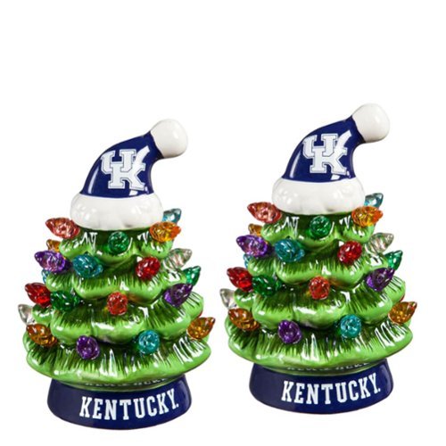 Evergreen Enterprises - Kentucky Wildcats 2-Pack 4" Ceramic LED Christmas Tree Set - Multicolor-Front_Standard 