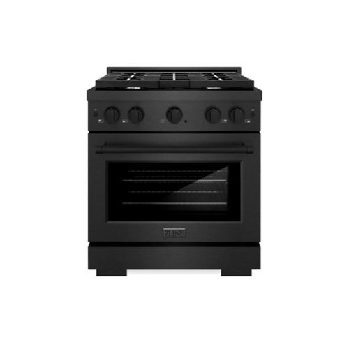 ZLINE - 30 in. 4.2 cu. ft. Manual Clean Freestanding Gas Range with 4 Burners and Convection Oven in Black Satin Stainless Steel - Black Satin Stainless Steel