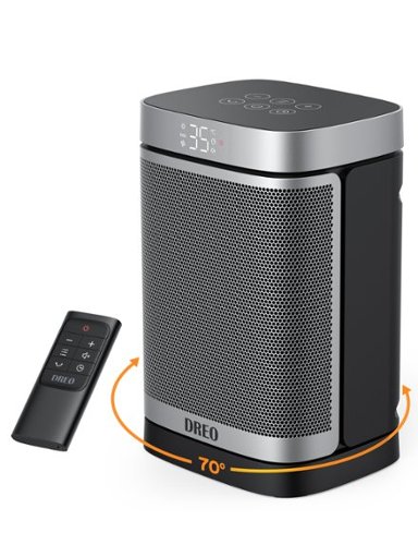 Dreo - 70° Oscillation Portable Heater With Remote - Black/Silver-Front_Standard 
