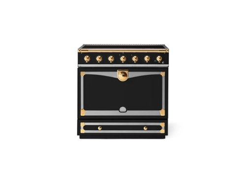 La Cornue - 90 Induction Range Matte Black with Stainless Steel & Polished Brass - Multi-Front_Standard 