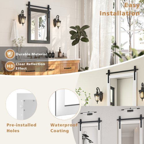 LOVMOR Rectangle Framed Wall Bathroom Vanity Mirror Accent Mirror - 18 x 26 - White WORLDWIDE DELIVERY