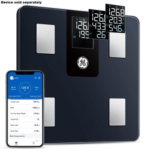 GE - Smart Scale for Body Weight and Fat Percentage, Digital Bluetooth Body Composition Analyzer with App, LCD Display - Black-Front_Standard 
