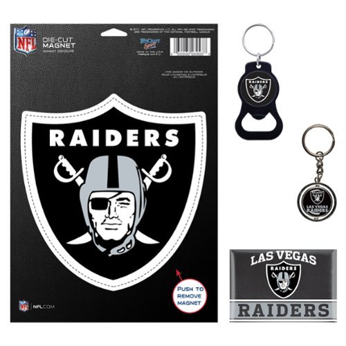 WinCraft - Las Vegas Raiders 4-Pack Key Rings and Magnets Set - Multicolor-Front_Standard 