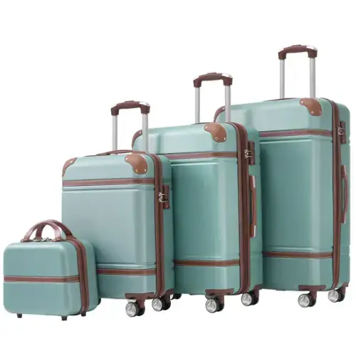 Front. Ecooso - Hardshell Luggage Sets 4 Pieces 20"+24"+28" Luggages and Cosmetic Case Spinner Suitcase with TSA Lock  Lightweight - Green.
