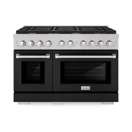 ZLINE - 48 in. Paramount Satin Dual Fuel Range with 8 Burner Cooktop (SDRS-BLM-48) - Satin Steel/Black Matte