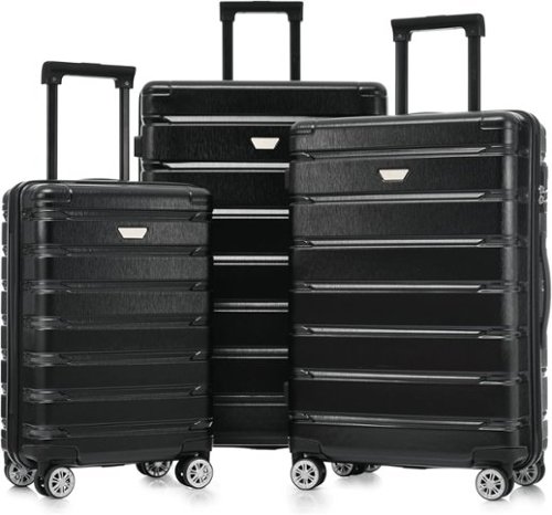 MOOSOO - Luggage Set 3 Piece, Hard Shell PC+ABS Lightweight Suitcase Set with Spinner Wheels, for Travel Women Men - Black-Front_Standard 