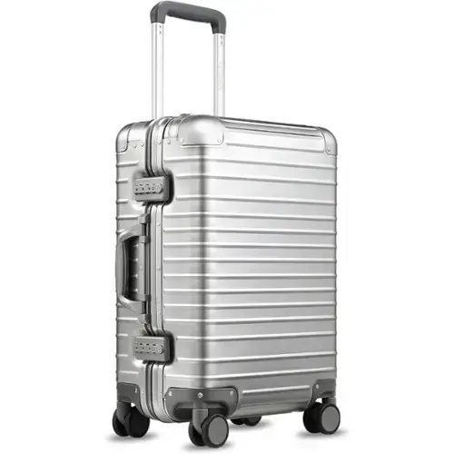 Front. LUGGEX - LUGGEX All Aluminum Carry On Luggage with Wheels,Zipperless Hardshell Suitcase with TSA Lock - LX-ZX - silver.