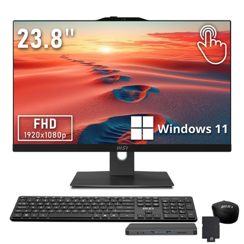 MSI - Modern 23.8" Touch All-in-One Desktop,Intel Core 7-150U,16GB DDR5,1TB SSD+1TB HDD+1TB Docking Station,Win 11 - Black-Front_Standard 