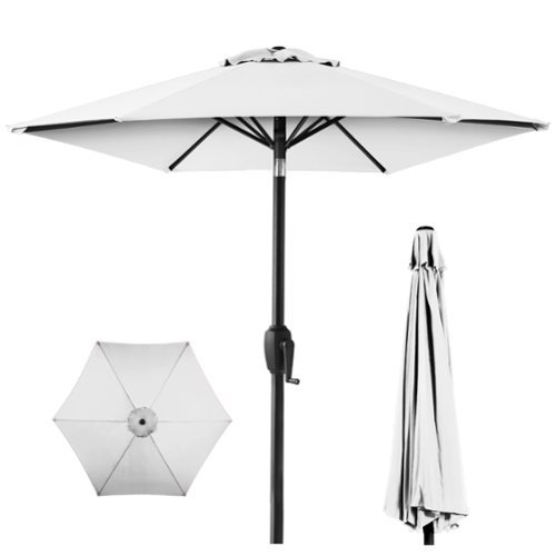 Best Choice Products - 7.5ft Heavy-Duty Outdoor Market Patio Umbrella w/ Push Button Tilt, Easy Crank - White-Front_Standard 