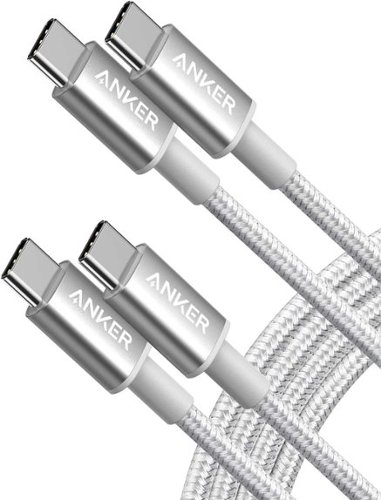 Anker - USB C to USB C Cable, Type-C 60W Fast Charging Cable (6 FT, 2Pack) - Silver-Front_Standard 