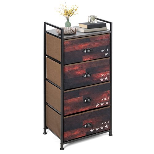 Ecooso - 4-Drawer Dresser Storage Cabinet with Steel Frame and Fabric Drawers for Bedroom - Brown-Front_Standard 