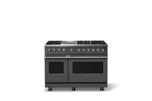 Front. Viking - Pro 5 Series 7.3 Cu. Ft. Freestanding Sealed 6B LP Dual Fuel Convection Range/Griddle - Cast Black - Cast Black.