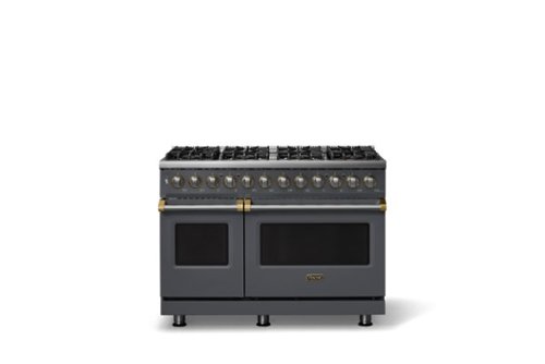 Viking - Pro 5 Series 7.3Cu. Ft. Freestanding Sealed 8 Burner LP DF Convection Range/Grdl - Cast Black w. Brushed Brass Trim - Cast Black