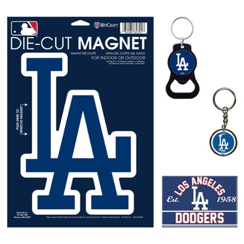 WinCraft - Los Angeles Dodgers 4-Pack Key Rings and Magnets Set - Multicolor-Front_Standard 