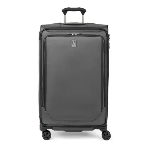 Front. Travelpro - Crew Classic Lightweight Softside Expandable 29" Checked Spinner - Titanium Grey.