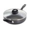 Oster - Clairborne 10.25 Inch Aluminum Sauté Pan with Lid Grey - Charcoal-Front_Standard