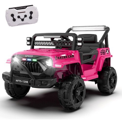 Ecooso - 12V Kids Electric Truck Ride On Car with Remote Control, Four-Wheel Suspension, Music, USB, Bluetooth, LED Lights - Pink-Front_Standard 