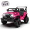 Ecooso - 12V Kids Electric Truck Ride On Car with Remote Control, Four-Wheel Suspension, Music, USB, Bluetooth, LED Lights - Pink-Front_Standard