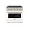 ZLINE - 36 in. Wide 6 Burner Autograph 5.2 cu. ft. Freestanding Paramount Dual Fuel DuoPro Range with White & Bronze Accents - White Matte-Front_Standard