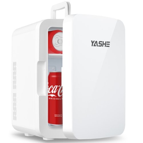YASHE - Portable 10L Mini Fridge, 12 Can Skincare & Drink Cooler, Thermoelectric cooler& warmer, 110V/12V for Home& Car - White-Front_Standard 