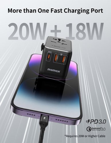 Momax 1-World 3-Port Travel Charger 20W - Black WORLDWIDE DELIVERY