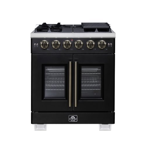 Forno Appliances - Capriasca 4.32 Cu. Ft. Freestanding Gas Convection Range with French Doors - Black