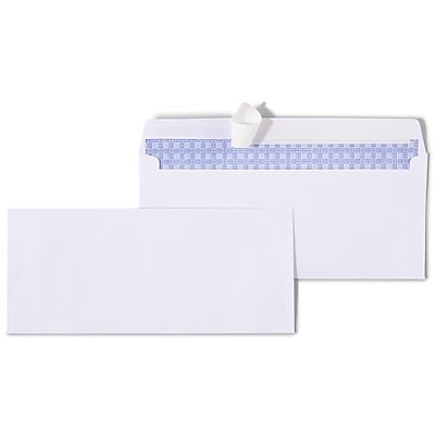 Staples - QuickStrip EasyClose Self Seal Security Tinted #10 Business Envelopes, 4 1/8" x 9 1/2", 100/Box - White