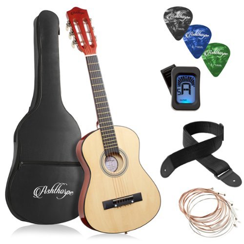 Ashthorpe - Beginner Acoustic Guitar Package - Starter Kit - Natural-Front_Standard 