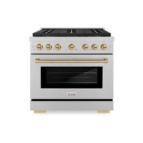 ZLINE - Autograph 36 in. 5.2 cu. ft. Freestanding Paramount Dual Fuel Range w/ DuoPro Cooktop in Satin Steel & Bronze Accents - Stainless Steel