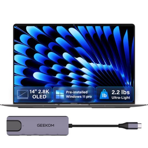 GEEKOM - GeekBook X14 Pro Laptop, 2.8K 14" OLED, Intel Core Ultra U9-185H, 32GB LPDDR5x RAM& 1TB SSD, Win 11 Pro Pre-installed - Titanium Gray-Front_Standard 