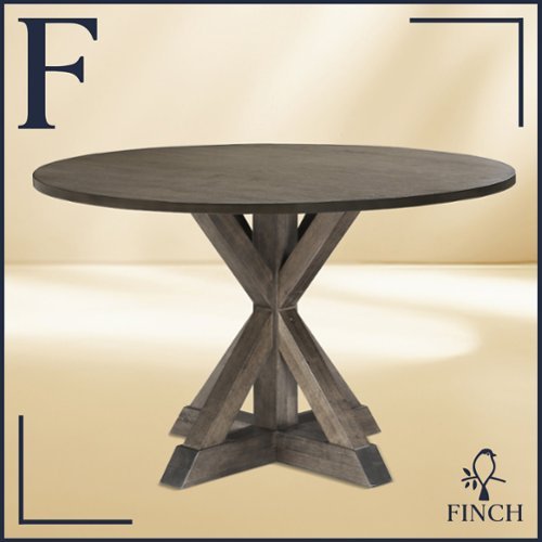 Finch - Alfred Round Modern Farmhouse Rubberwood Table - Rustin Brown