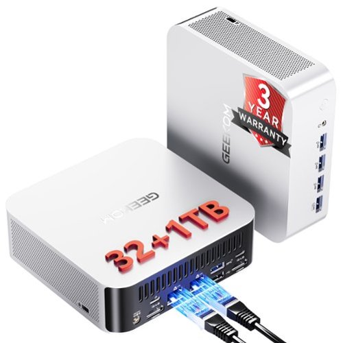 GEEKOM - A9 Max AI Mini PC, AMD Ryzen AI 9 HX 370(80 TOPS), Radeon 890M, 32GB DDR5 RAM& 1TB SSD, Windows 11 Pro Pre-installed - Silver+Black-Front_Standard 