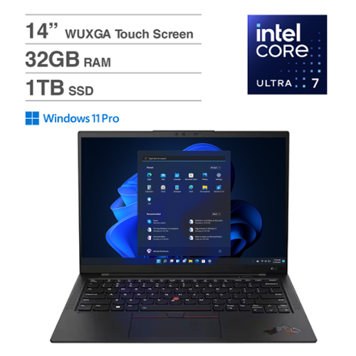  Lenovo - ThinkPad X1 Gen 12 Carbon Laptop 14" Touch dispaly with Intel Ultra 7 155U, 32GB LPDDR5X, 1TB SSD, Win 11 Pro) - Black
