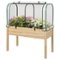 Costway - Wood Raised Garden Bed with Greenhouse Cover Mini Portable Greenhouse Kit - White+Beige-Front_Standard