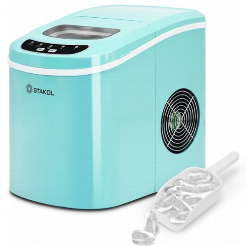 Costway - Portable Compact Electric Ice Maker Machine Mini Cube 26lb/Day - Mint Green-Front_Standard 