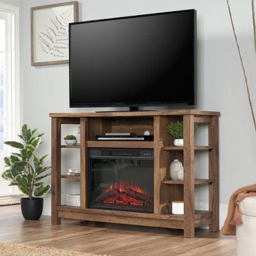 Sauder - Rustic Media Fireplace - Carbon Oak-Front_Standard 