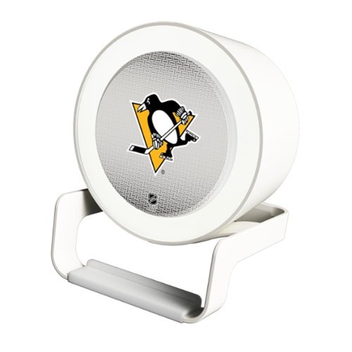 Keyscaper - Pittsburgh Penguins Linen Print Nightlight Charger & Bluetooth Speaker - White-Front_Standard 