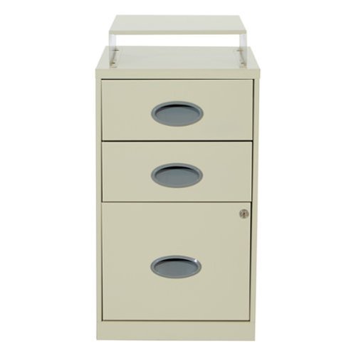 OSP Home Furnishings - 3 Drawer Locking Metal File Cabinet with Top Shelf - Tan-Front_Standard 