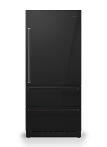 36" W. BTM Door Panel for Viking Veil FDBMIC7360R Right Hinge Ref./Frz. Models - Black Glass