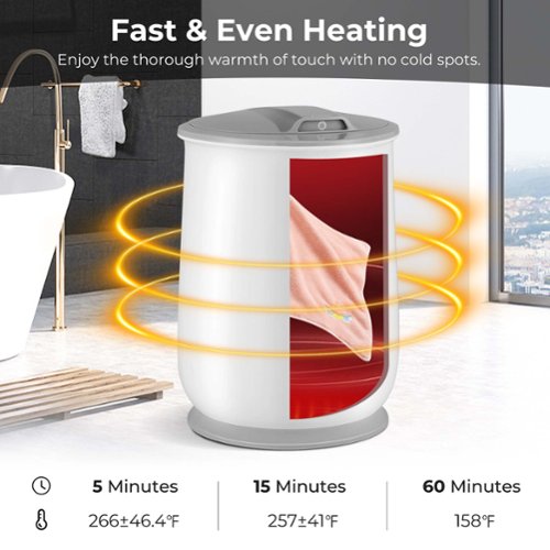 Costway Towel Heater Bucket  Bathroom 21L Towel Heater with Flip-top Lid & Auto Shut Off - White/Gray WHERE TO BUY