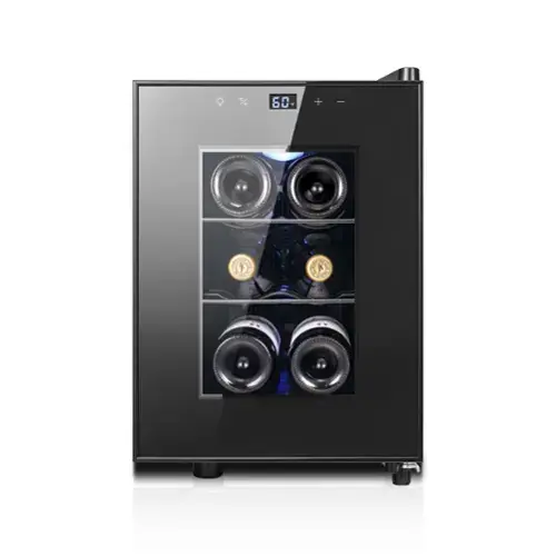 Front. Yeego - Wine Cooler Refrigerator，6-Bottle  Mini Thermoelectric Fridge, Digital 40-65°F & Quiet , Compact for Home/Office - Black.