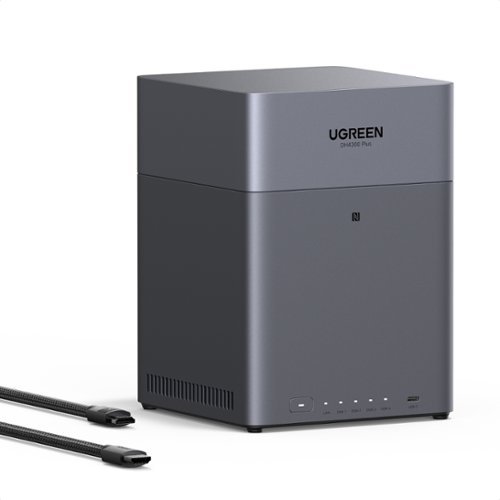UGREEN - NASync DH4300 Plus, 120TB 4-Bay NAS with AI Photo Album, Remote Access, 8GB RAM, 2.5GbE (Diskless, HDMI Cable Included) - Gray-Front_Standard 