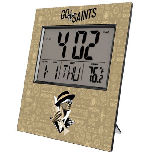 Keyscaper - New Orleans Saints 2024 Illustrated Limited Edition Digital Desk/Wall Clock - Gray-Front_Standard 
