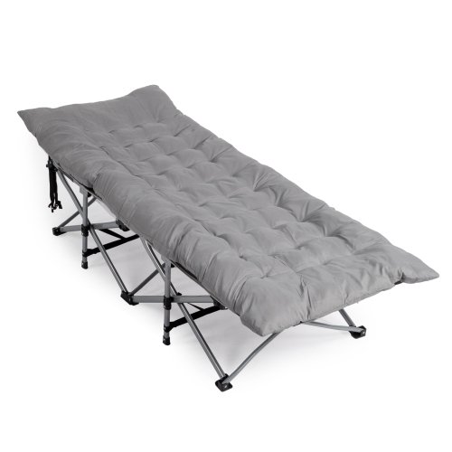 Winado - Portable Folding Camping Cot Bed with Soft Pad for Outdoor Adults Sleeping Bed - Gray-Front_Standard 