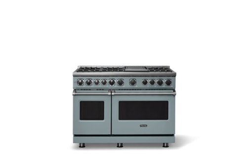 Viking - 48 in. Wide 6 Burner Dual Fuel Sealed Burner Range with Griddle - November Sky-Front_Standard 