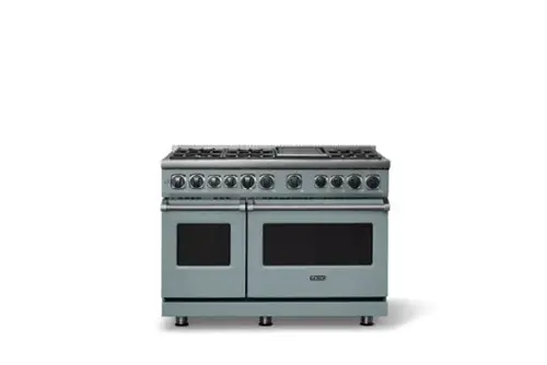 Front. Viking - 48 in. Wide 6 Burner Dual Fuel Sealed Burner Range with Griddle - November Sky.