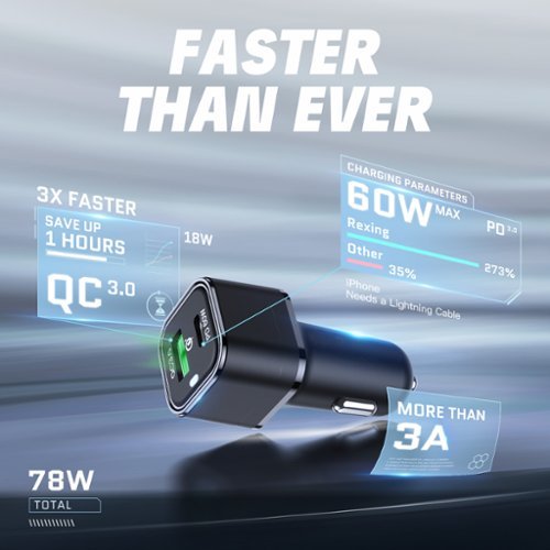 Rexing 78W Vehicle Quick Charger with 1 USB-C & 1 USB Port Compatible with iPhone and Samsung Note - Black HOW TO BUY